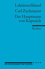Buchcover Lektüreschlüssel zu Carl Zuckmayer: Der Hauptmann von Köpenick