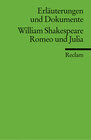 Buchcover Erläuterungen und Dokumente zu William Shakespeare: Romeo und Julia