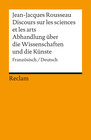 Buchcover Discours sur les sciences et les arts / Abhandlung über die Wissenschaften und die Künste