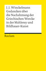 Buchcover Gedancken über die Nachahmung der Griechischen Wercke in der Mahlerey und Bildhauer-Kunst. Sendschreiben. Erläuterung
