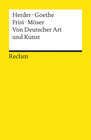 Buchcover Von Deutscher Art und Kunst