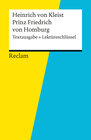 Buchcover Textausgabe + Lektüreschlüssel. Heinrich von Kleist: Prinz Friedrich von Homburg