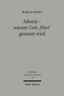 Buchcover Adonaj - warum Gott "Herr" genannt wird