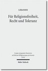 Buchcover Für Religionsfreiheit, Recht und Toleranz