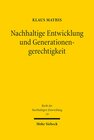 Buchcover Nachhaltige Entwicklung und Generationengerechtigkeit