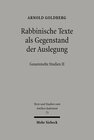 Buchcover Rabbinische Texte als Gegenstand der Auslegung