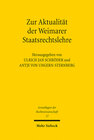 Buchcover Zur Aktualität der Weimarer Staatsrechtslehre