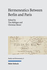 Buchcover Hermeneutics Between Berlin and Paris