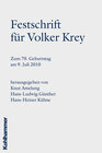 Buchcover Festschrift für Volker Krey