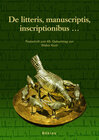 Buchcover »De litteris, manuscriptis, inscriptionibus ...«
