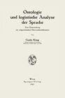 Buchcover Ontologie und logistische Analyse der Sprache