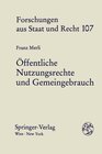 Buchcover Öffentliche Nutzungsrechte und Gemeingebrauch