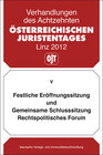 Buchcover Festliche Eröffnungssitzung und gemeinsame Schlusssitzung Rechtspolitisches Forum