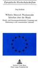 Buchcover Wilhelm Heinrich Wackenroder - Schriften über die Musik
