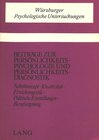 Buchcover Beiträge zur Persönlichkeitspsychologie und Persönlichkeitsdiagnostik