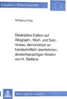 Buchcover Deskriptive Edition auf Allograph-, Wort- und Satzniveau, demonstriert an handschriftlich überlieferten, deutschsprachig