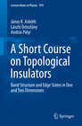 Buchcover A Short Course on Topological Insulators