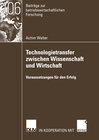 Buchcover Technologietransfer zwischen Wissenschaft und Wirtschaft