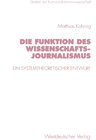 Buchcover Die Funktion des Wissenschaftsjournalismus