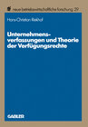 Buchcover Unternehmensverfassungen und Theorie der Verfügungsrechte