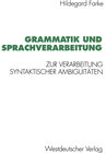 Buchcover Grammatik und Sprachverarbeitung