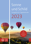 Buchcover Sonne und Schild 2023. Evangelischer Tageskalender 2023