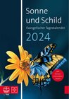 Buchcover Sonne und Schild 2024. Evangelischer Tageskalender 2024