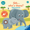 Buchcover Ravensburger Play+ Shh… Who's there? Baby Animals (My First Seek and Find Sound Book), Baby book 12+ months