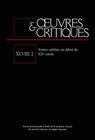 Buchcover OEUVRES & CRITIQUES XLVIII, 2