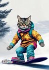 Buchcover Katzen Notizbuch Winterzeit Lustige Weihnachten Katze mit Snowboard Journal mit 55 motivierenden Sprüchen Weihnachtsgesc