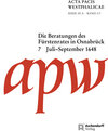 Buchcover Acta Pacis Westphalicae / Die Beratungen des Fürstenrates in Osnabrück