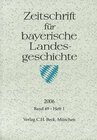 Buchcover Zeitschrift für bayerische Landesgeschichte Band 69 Heft 1/2006