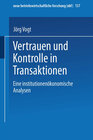 Buchcover Vertrauen und Kontrolle in Transaktionen