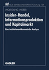 Buchcover Insider-Handel, Informationsproduktion und Kapitalmarkt