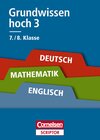 Buchcover Grundwissen hoch 3 - Deutsch, Mathematik, Englisch 7./8. Klasse
