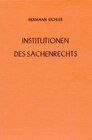 Buchcover Institutionen des Sachenrechts.