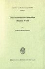 Buchcover Die naturrechtliche Staatslehre Christian Wolffs.