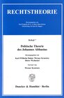 Buchcover Politische Theorie des Johannes Althusius.