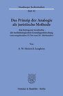 Buchcover Das Prinzip der Analogie als juristische Methode.