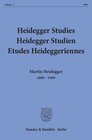 Buchcover Heidegger Studies - Heidegger Studien - Etudes Heideggeriennes.