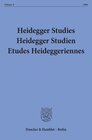 Buchcover Heidegger Studies- Heidegger Studien - Etudes Heideggeriennes.