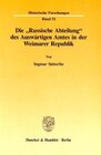 Buchcover Die "Russische Abteilung" des Auswärtigen Amtes in der Weimarer Republik.