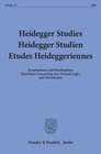 Buchcover Heidegger Studies - Heidegger Studien - Etudes Heideggeriennes.