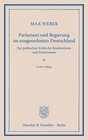 Buchcover Parlament und Regierung im neugeordneten Deutschland.