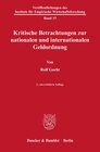 Buchcover Kritische Betrachtungen zur nationalen und internationalen Geldordnung.
