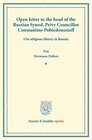 Buchcover Open letter to the head of the Russian Synod, Privy Councillor Constantine Pobiedonosieff.