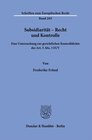 Buchcover Subsidiarität – Recht und Kontrolle.