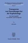 Buchcover Transparenz von Zuwendungen bei der Kapitalanlage.