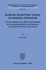 Buchcover Kritik des Record-Date-Systems im deutschen Aktienrecht.