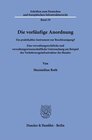 Buchcover Die vorläufige Anordnung